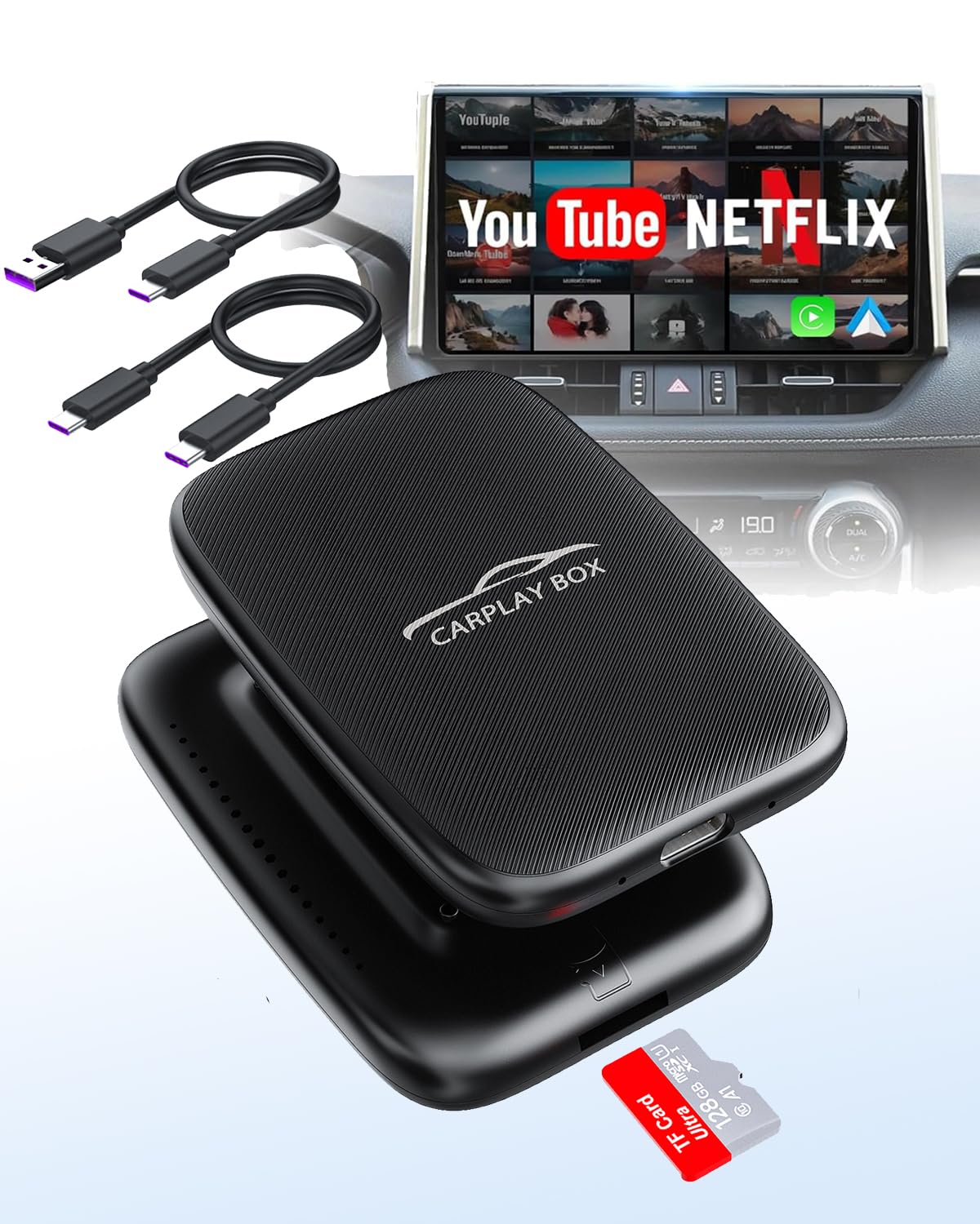 Photo 1 of 2025 Upgraded Wireless CarPlay and Android Auto Adapter- Built in Netflix YouTube Support TF Card,Magic Car Play AI Box Convert Wired to Wireless Dongle, Apple car Play Adapter for Cars from 2016