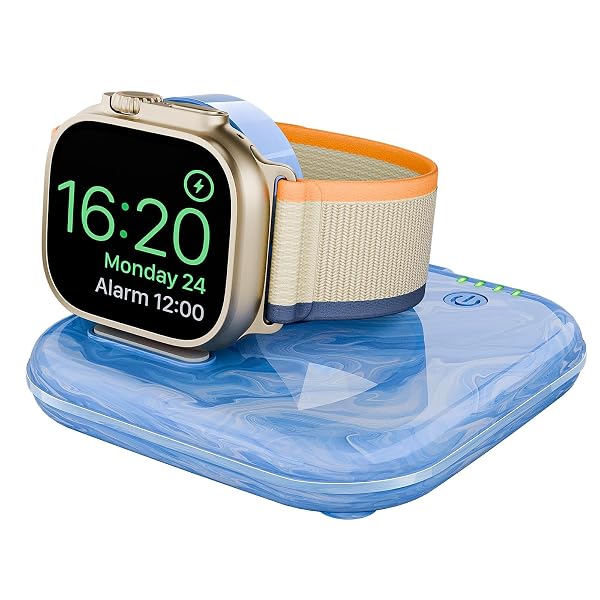ZIKUREL PORTABLE FOR APPLE WATCH CHARGER 2000MAH – FOLDABLE MAGNETIC FOR SERIES 2-10/SE/ULTRA1/2, EMERGENCY BACKUP CHARGER WITH TYPE-C TRAVEL CABLE