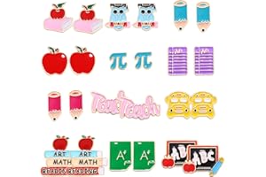 ARATLENCH Teacher Earrings Hypoallergenic Cute Small Stud Earrings Funky Apple Books Pencil Teach Owl School Themed Studs Back to School Season Jewelry Teacher’s Day Appreciation Gifts for Students Teacher