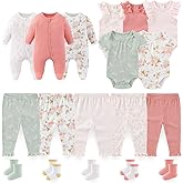 BIGBIGKISS Baby Boy Girl Clothes Cotton Unisex Newborn Layette Gift Set and Accessories 18 Pack Baby Outfit 0-12Months