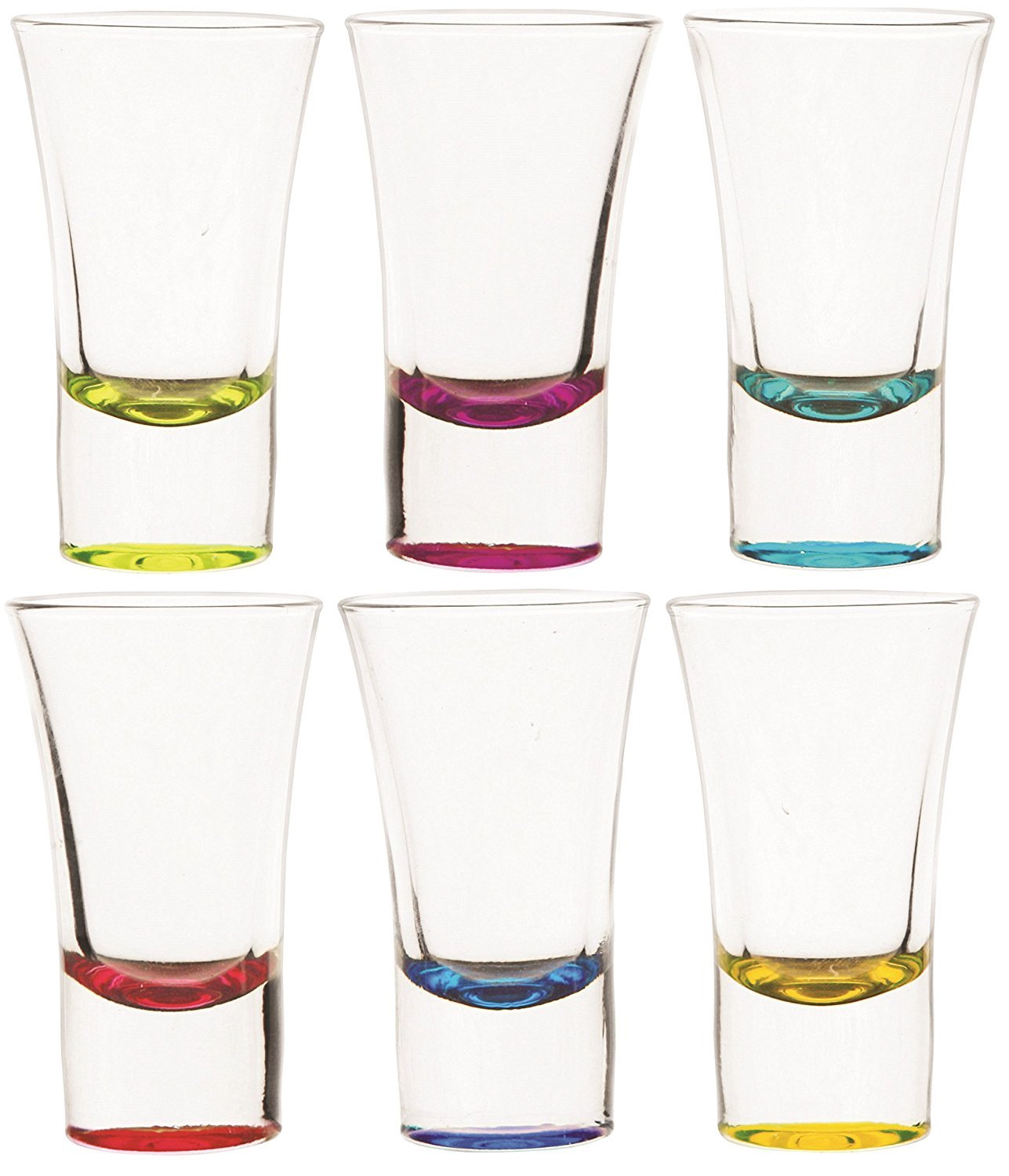 Circleware Conquer Glass Shot Glass Set, 1.5 Ounce, Set of 6 Multi