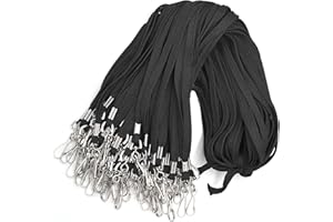 Bird Fiy Black Lanyard 32" Flat Lanyards with Swivel Hook Attachment (Black)