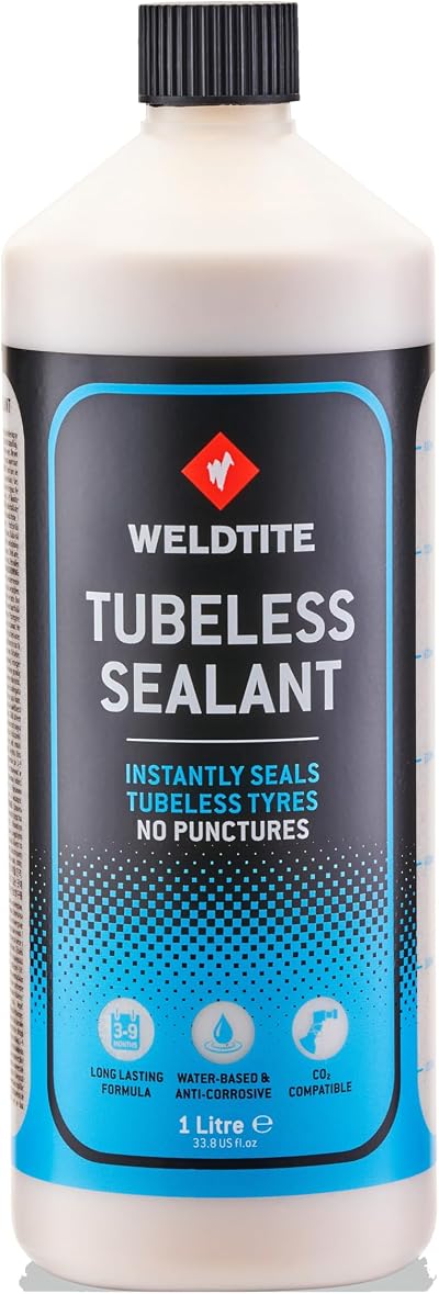 WELDTITE Tubeless Sealant 1 Litre - Instant Tyre Puncture Sealant for Tubeless