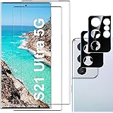 [2+2 Pack] Galaxy S21 Ultra Screen Protector, 9H Tempered Glass, Ultrasonic Fingerprint Compatible,3D Curved, HD Clear for Sa