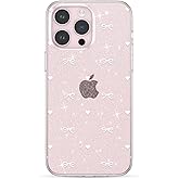 ZTOFERA for iPhone 14 Pro Max Case Glitter,Cute Clear Ribbon Bow Tie Aesthetic Phone Case,Sparkly Bling Trendy Soft Shockproof Protective Phone Cover for Women Girls,White