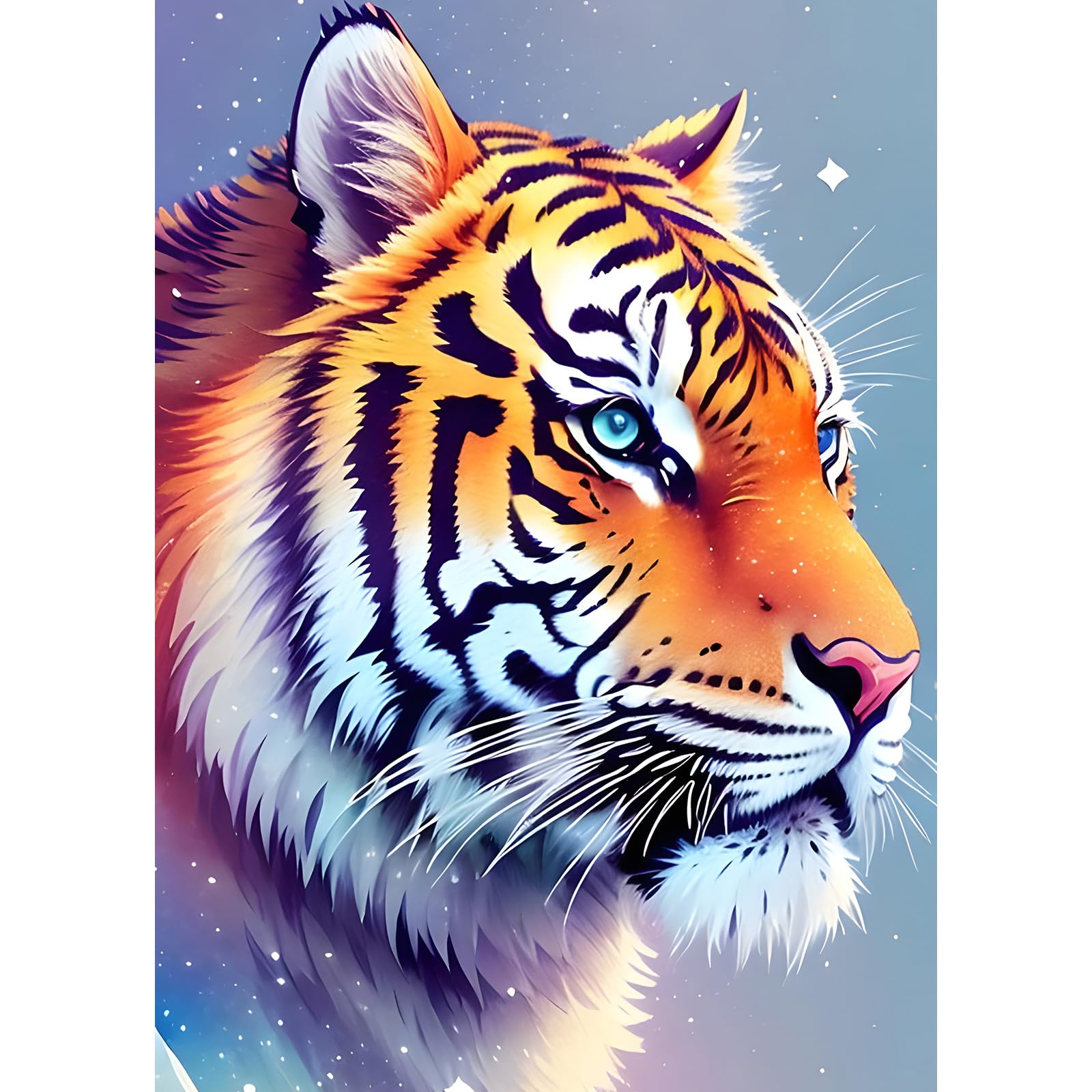 EOBROMD 5D Tiger Diamond Painting Kits for Adults Kids, Full Round Drill Diamond Art Kits, Crystal Rhinestone Art Craft for Home Wall Decor Gifts 30x40cm