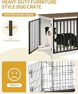 Hzuaneri Dog Crate Furniture 100 cm Double Door Barn Door White Brown DFC02314B view 3