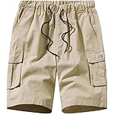 Msmsse Men's Cargo Shorts Elastic Waist Drawstring Summer Casual Cotton Work Athletic Shorts