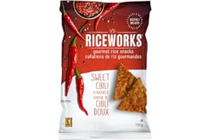 Riceworks Gourmet Gluten-Free Rice Chips - Organic Healthy Snack - 155G, 12 Pack (Sweet Chili)