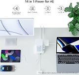Toomke 8 Way Tower Extension Lead with USB C and USB A 1.8m 13A 3250W view 3