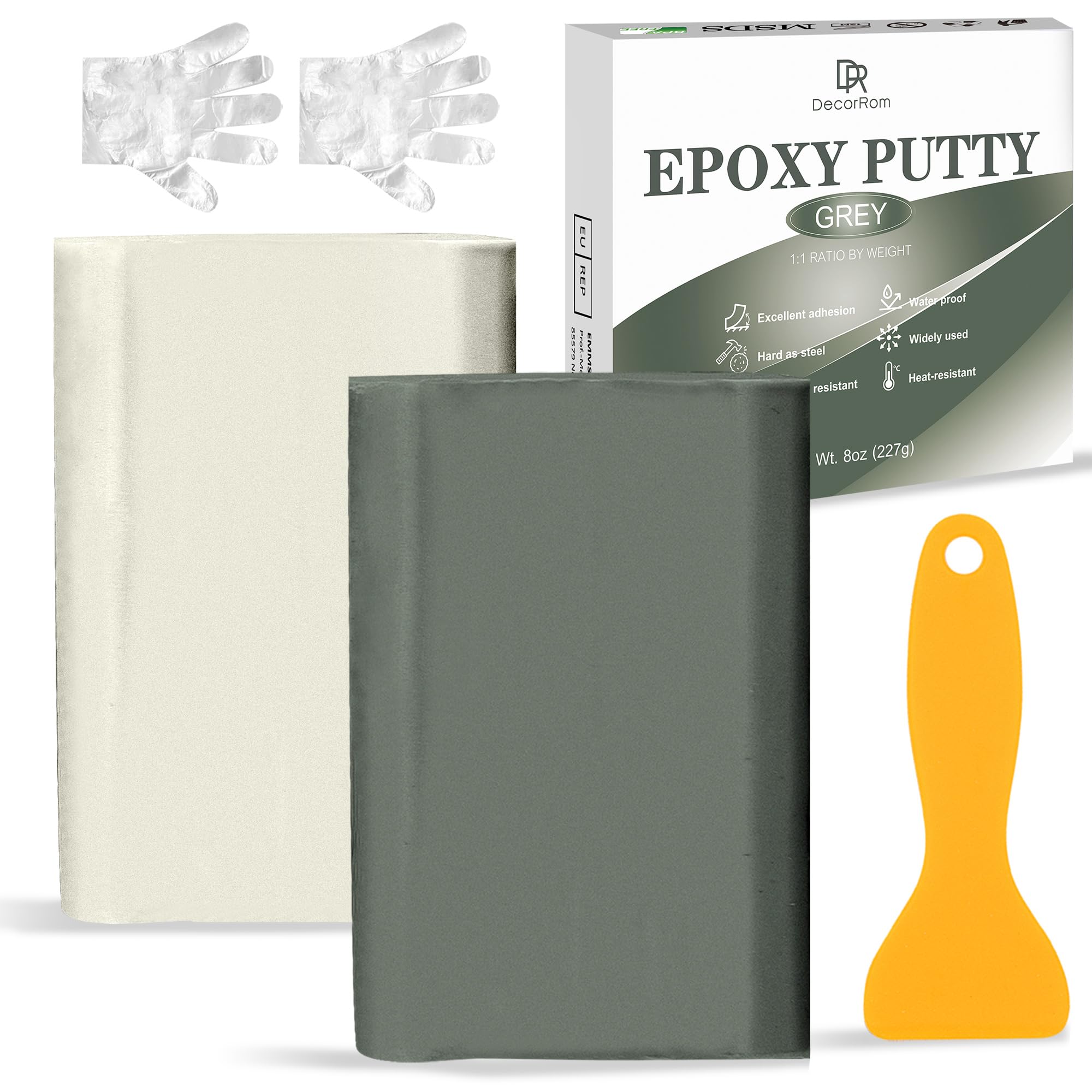 Epoxy Putty - 8oz / 227g Pool Putty, 2 in 1 Underwater or Above Fast Repair, Fix Leaks, Cracks, Filling, Sculpting - 2 Part Epoxy Sculpt Clay for Metal, Tile, Concrete, Plastic, Ceramics (Grey)