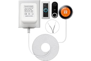 KZFULI 24V Thermostat Power Adapter. Compatible with Nest, Honeywell, Ecobee, Sensis Thermostats, and All Models of Ring Doorbells. Length 26 Feet White. (1Pcs)