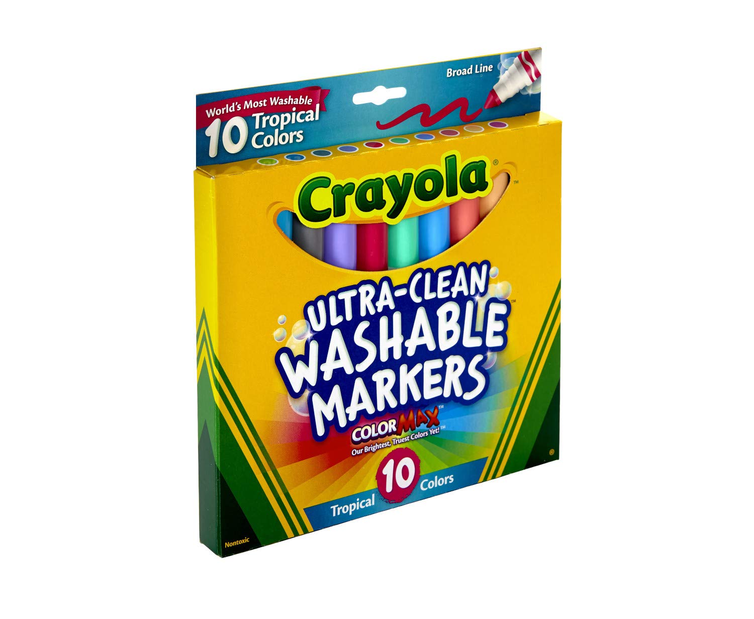 Crayola Ultra Clean Washable Markers, Tropical, Gift for Kids, 10Count