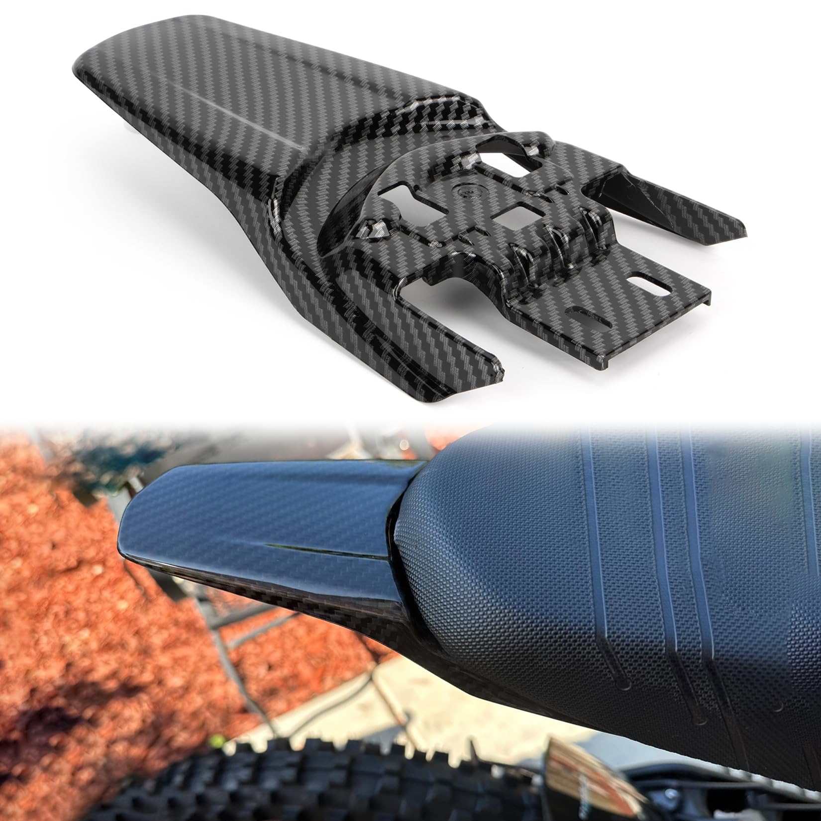 Photo 1 of Rear Mudguard Protector for Electric Bike - PSLER Motorcycle Rear Mudguard Extender for Ebike Dirt Bike Light Bee S/X and Segway X160 / X260, ABS Plastic, Carbon Fiber Colour Splash Guards