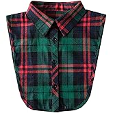 Womens Classic Plaid Fake Collar Detachable Dickey Collar Half Shirts Blouse False Collar Top for Women Outfits