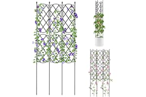 Garden Trellis for Climbing Plants, Deaunbr Plant Support Obelisk Trellis Garden Trellises for Vines, Flowers Stands, Raised Bed, Outdoor & Indoor Potted Plants, Tomato, Rose, Cucumber, Pea, Clematis