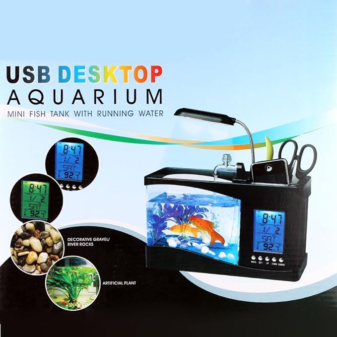 usb desktop aquarium mini fish tank with running water