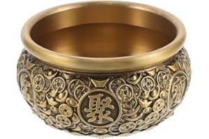 WATIIFUFU Vintage Copper Treasure Bowl Feng Shui Money Jar Brass Cornucopia Bowl 7.5cm for Home Office Decor