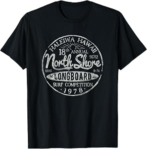 Long Board North Shore Surf Vintage Hawaii Beach T-Shirt