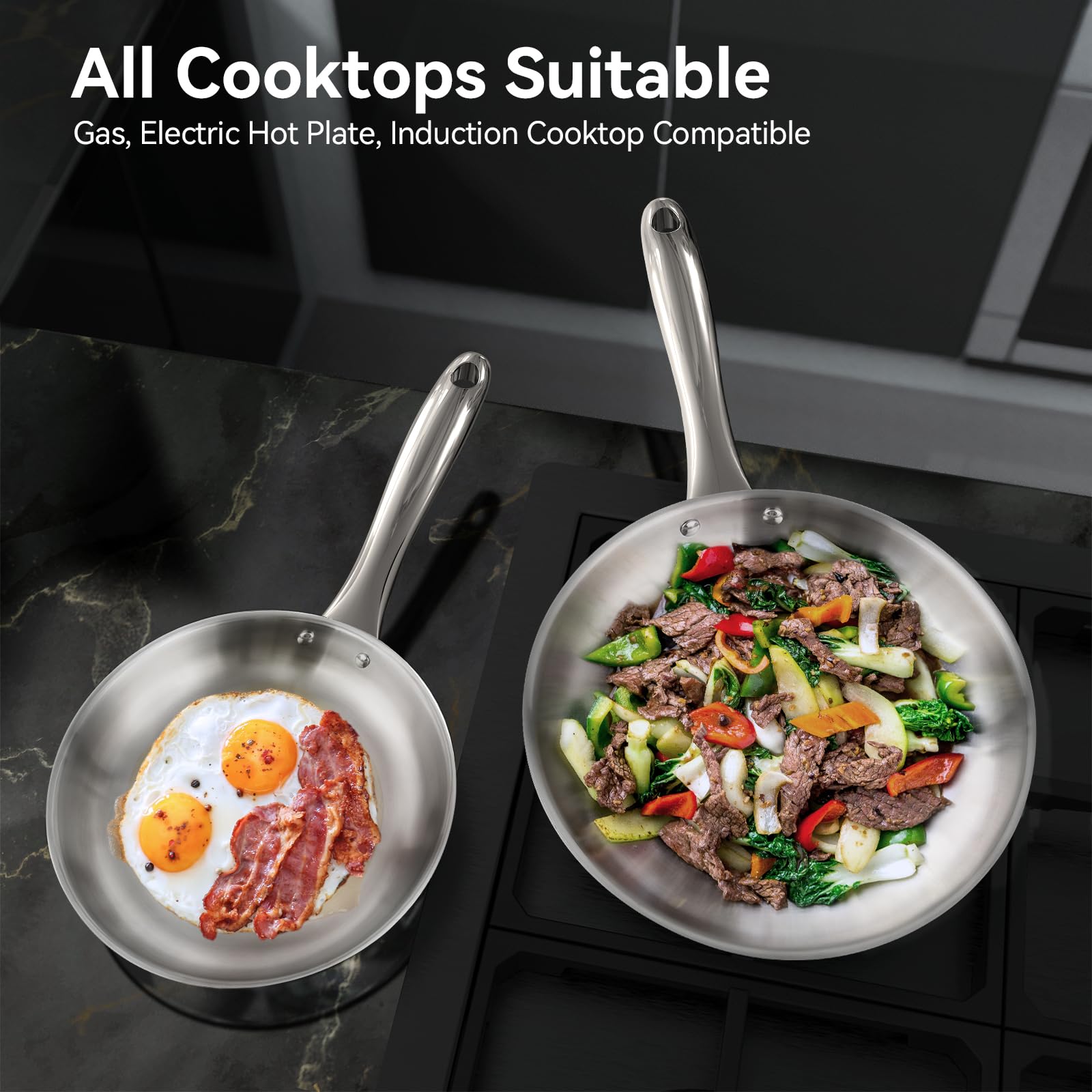 Duxtop Whole-Clad Tri-Ply Stainless Steel Induction Cookware Set, 9PC Kitchen Pots and Pans Set
