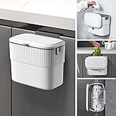 ELPHECO Kitchen Compost Bin with Lid, 1.8 Gallon, Hanging Trash Can | 7 Liter Wall-Mounted Garbage Can, Plastic Wastebasket, Under-Sink Trash Bin for Cabinet Door, Cupboard, Bathroom and Office