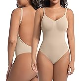 Backless Thong Shapewear for Women with Tummy Control, Seamless Sculpting Bodysuit for Workouts and Daily Wear