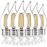ALAMPEVER Dimmable 6-Pack CA11 Candelabra LED Light Bulb, 4.5W (60W Equivlant) LED Chandelier Light Bulb, E26 Medium Base, 2700K Soft White, 450LM, CRI82