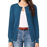GRACE KARIN Women's Long Sleeve Button Down Crew Neck Classic Sweater Knit Cardigan