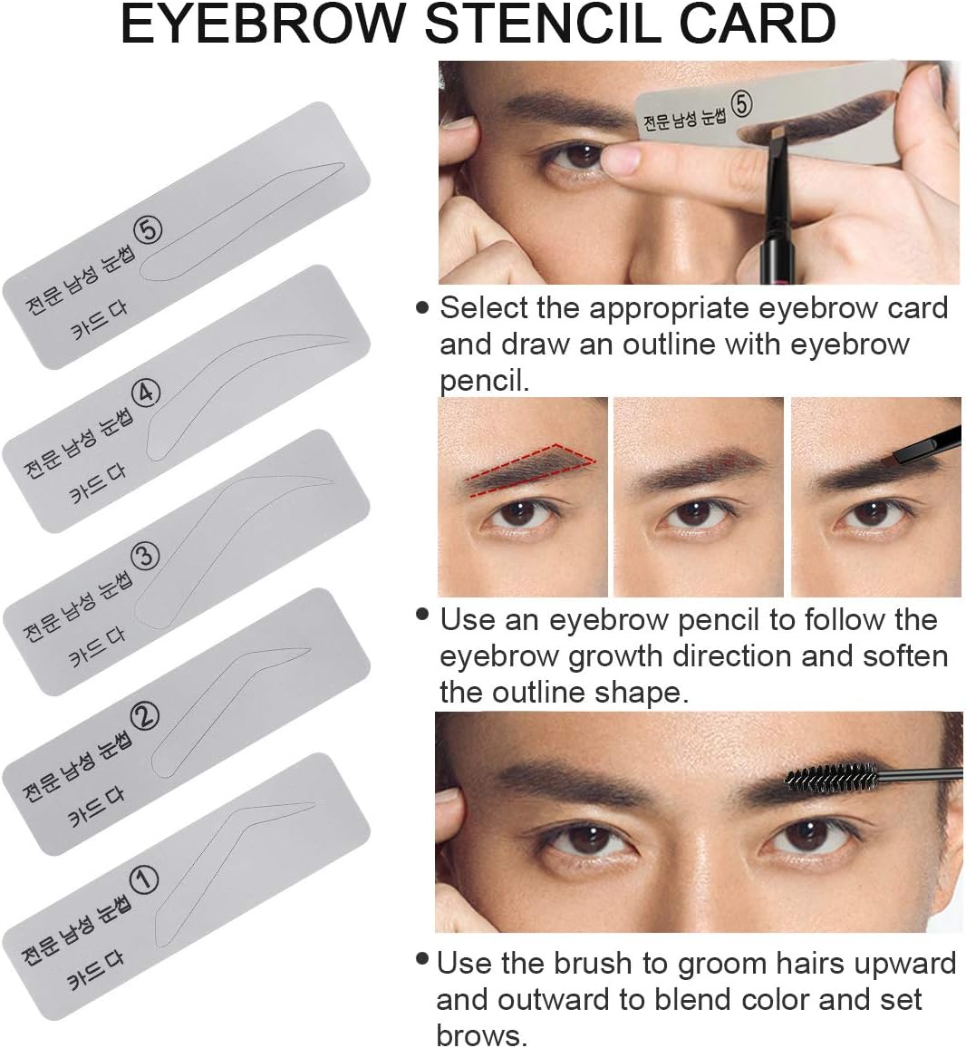 SENXILLER Eyebrow Kit Razor Pencil Brush Stencil Scissors Tweezers Grooming Kit with Mirror for Men and Women (Dark Brown Eyebrow Pencil): Home Improvement