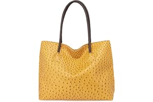 Milan Chiva Tote Bag for Women with Zipper Large Ostrich Vegan Leather Shoulder Purses and Handbags