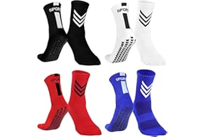 Barrlves 2/4 Pairs Kids Youth Soccer Socks Grip Non Slip Football Baseball Soccer Socks for Boys Girls 6-12 Years Old