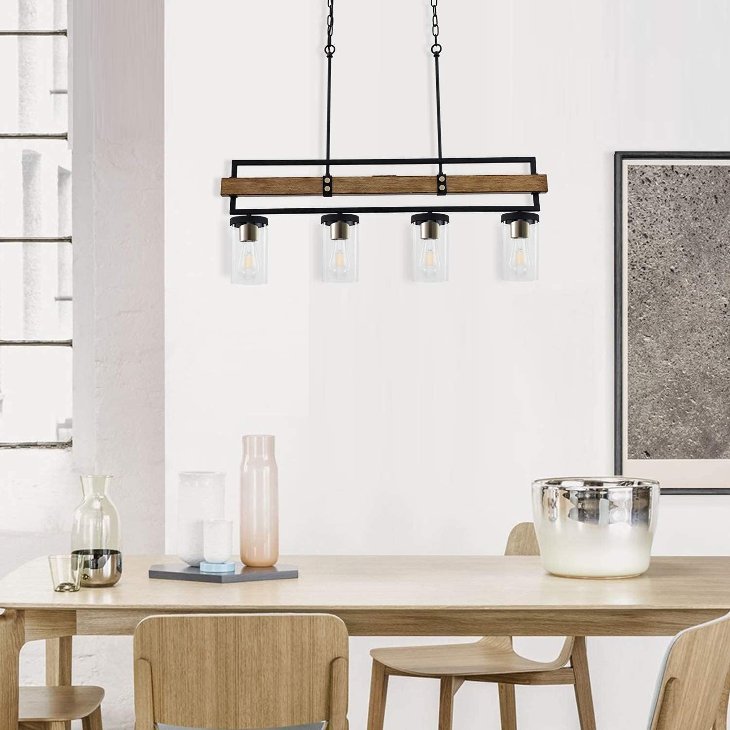 ALAISLYC 4-Light Kitchen Island Lighting Fixtures,36" L Farmhouse Pendant Lights Ceiling Hanging,Black and Gold,JF2058-P4: Camera & Photo