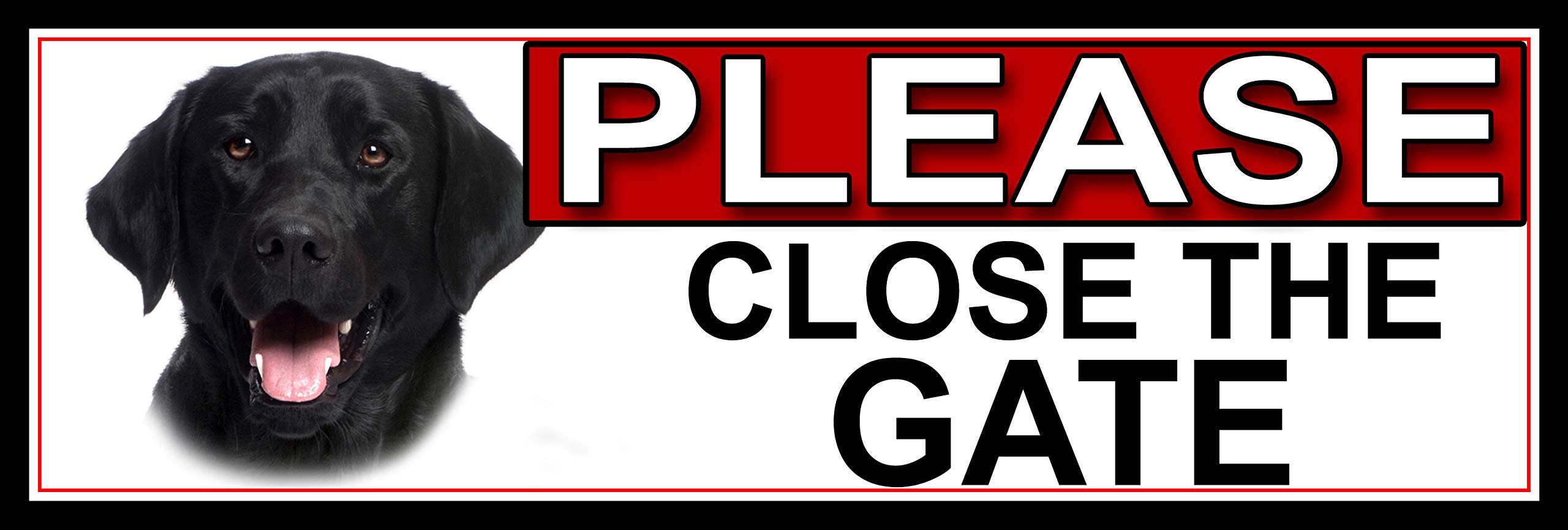 Black Labrador PLEASE CLOSE THE GATE METAL GATE SIGN 266mm x 87m. (834H2)