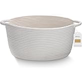 Medium Rope Basket with Handles, Medium Bohe Storage Basket, 17 "L x 12.5" W x 8.5 "H, Home Decor Organizer for Towels,toys, Books & Magazines