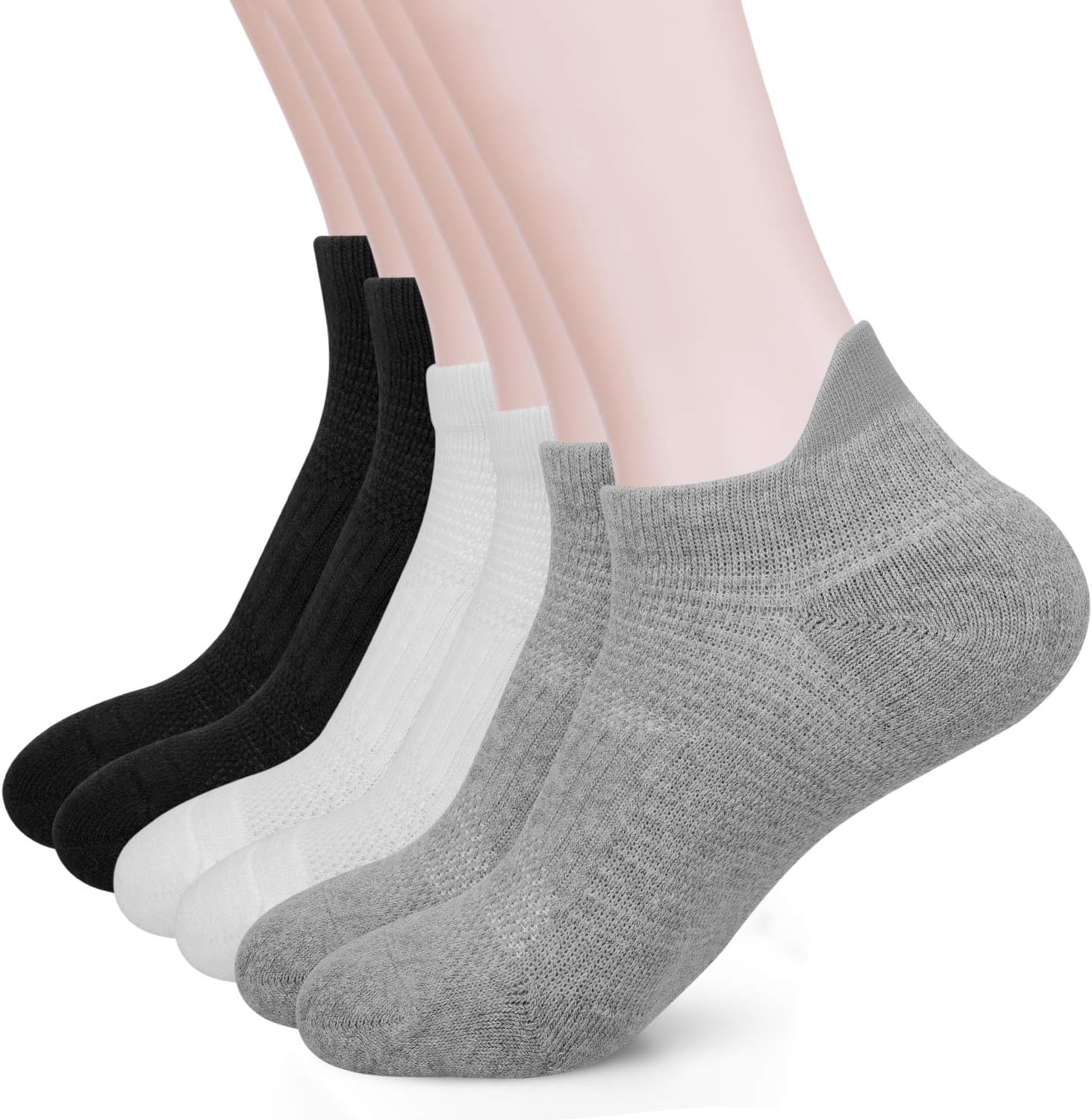 HIMETSUYA Mens Ankle Athletic Socks [6 Pair] Summer Cotton Non-slip Low Cut Sport Socks For Men (Mixture)