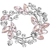 Gyn&Joy Clear Crystal Rhinestone Floral Wreath Pin Brooch BZ005