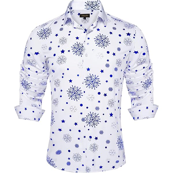 Amazon.com: DiBanGu White Christmas Shirt for Men Xmas Holiday Party Dress  Shirts Long Sleeve Fun Snowflake Button Down Shirt XL : Clothing, Shoes &  Jewelry