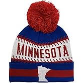 Minnesota Sports Themed Ribbed Knit Beanie Hat with Pom Pom for Men & Women
