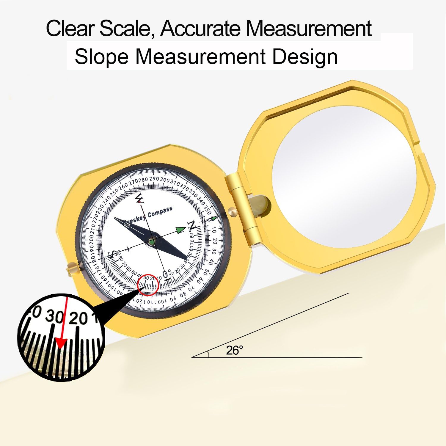 Eyeskey Top-Grade Multifunction Compass for Outdoor Activities, High Accuracy, Waterproof and Shakeproof, Golden : Sports & Outdoors