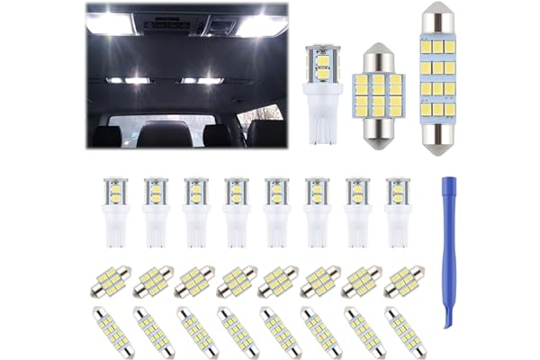 iFunyLED 24 Pieces Dome Light LED Car Interior Bulb Kit Set 194 T10 DE3175 578 31mm 42mm Bulbs Interior Replacement Lights fo