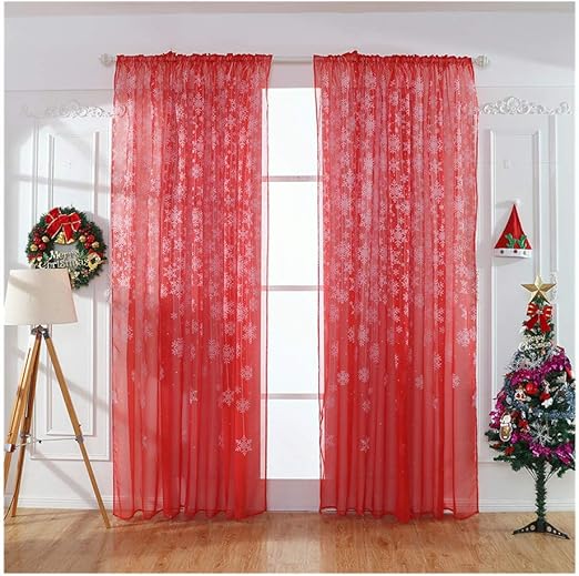 Promisen Christmas Curtains 1pcs Modern Christmas Window Snowflake