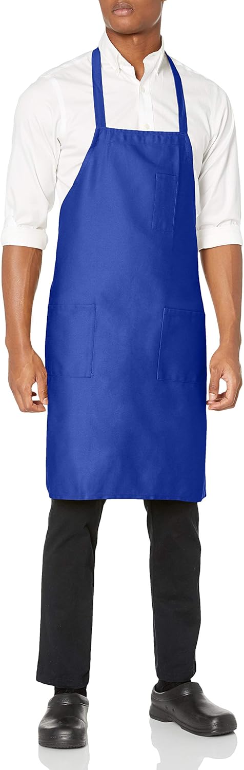 Uncommon Threads Unisex Bib Apron 3 Pockets, White, One Size: Food Service Uniforms Aprons: Clothing