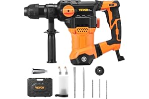 VEVOR 1-1/4 Inch SDS-Plus Rotary Hammer Drill, 13 Amp Corded Drills, Heavy Duty Chipping Hammers w/Vibration Control & Safety Clutch, Electric Demolition Hammers Variable Speed, Power Tool For Concret