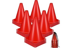 Syhood 30 Pack 7 Inch Plastic Traffic Cones Sports Training Agility Marker Mini Cones for Soccer, Skating, Football, Basketball, Indoor and Outdoor Games Sports Practice Equipment