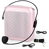 Norwii Bluetooth Voice Amplifier, Power Amplifiers, Portable Mini Wired Microphone Headset for Teacher Classroom & Outdoor Lectures, Teaching, Tour Guides, USB-C Rechargeable - 2000mAh, Pink