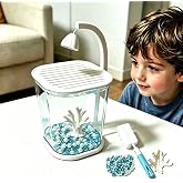 0.45 Gallon Mini Fish Tank, Small‑Size Desktop Aquarium with Fish Tank Brush, Coral &amp; Pearl Decorations, Aquarium Landscape Ornament for Home &amp; Office