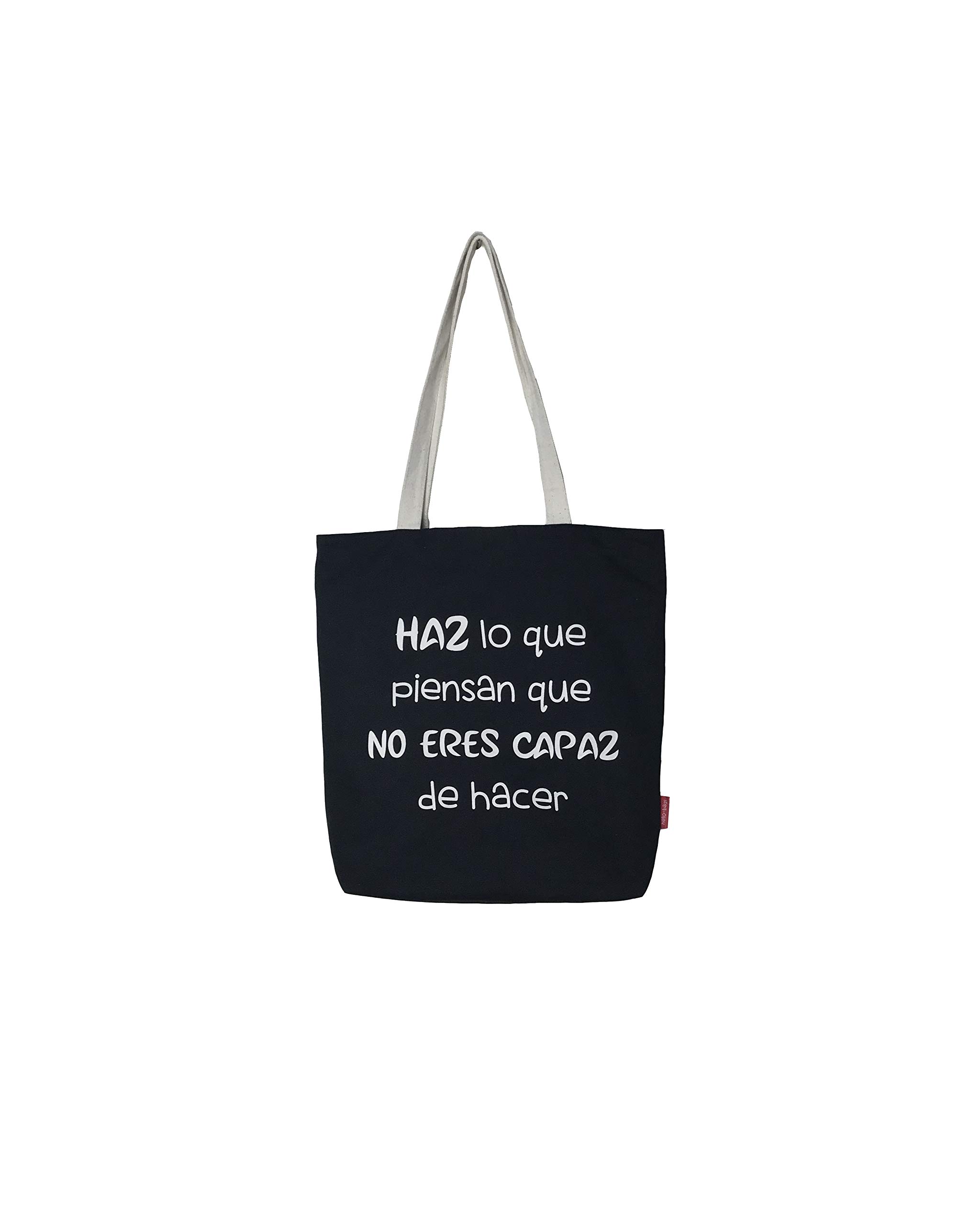 Econanos Hellobags2019 Canvas & Beach Tote Bag, 38 cm, Black (NEGRO)