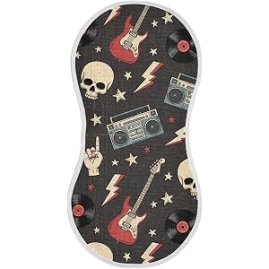 Rock Skull Guitar Black 1 Piece Muslin Baby Burp Cloth for Boys Girls 100% Cotton Burpy Cloth Bib Rag with 4 Absorbent Layers