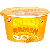 Cheesy Ramen (Bowl) &ndash; Cheddar Flavor | Non-Spicy, Creamy &amp; Savory Korean Instant Bowl Noodles, 3.17 oz (Pack of 6)
