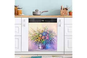 JIPONI Dishwasher Magnetic Cover Bouquet of Wild Flowers Dishwasher Magnetic Kitchen Art Decor, Dishwasher Magnetic Sticker 23 W x 26 H Inch, B01P22035